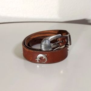 Leegin Vintage Brown Leather Metal Animal Themed Belt